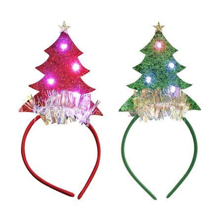 2 stk. Julehårbånd LED-lys Juletræ Hat Rensdyrgevir Hårbånd Nisse Hovedbeklædning - One Size