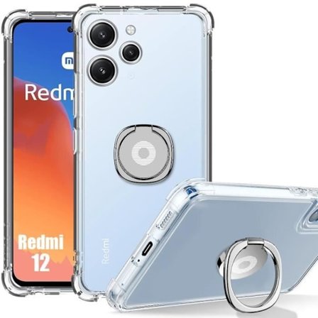 Coque en silicone - E.F.CONNECTION - För Xiaomi Redmi 12 4G-5G - Transparent - Justerbart ringstöd - Silicone