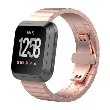Fitbit Versa urlänk rostfri stål material träningsklocka - Rosenguld