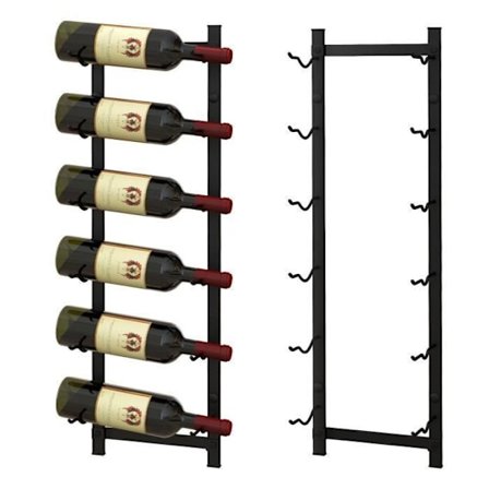 COSTWAY metal vægmonteret flaskeholder 73 CM, vinreol/hylde til 6 flasker til køkken, spisestue, kælder og bar