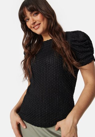 VILA Vianine S/S Puff Sleeve top Black Klær