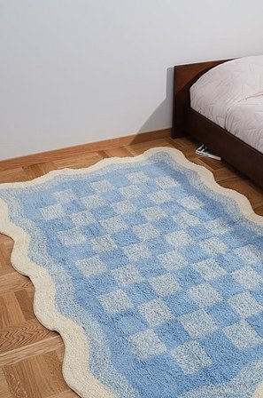 Jotex - Natuurlijk Wit/blauw Natuurlijk wit/blauw - POLANA - Koop Katoenen vloerkleed bij Jotex