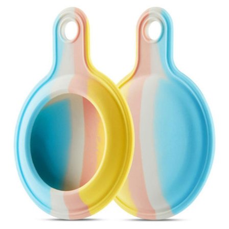 AirTags värikäs kaltevuus silikonisuojus avainrenkaalla - Sininen / Pinkki / Keltainen