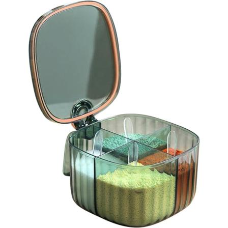 4 roms krydderboks, krydderglass, gjennomsiktige krydderglass krydderbeholdere oppbevaringsbeholder krydderglass fuktsikre krydderflasker