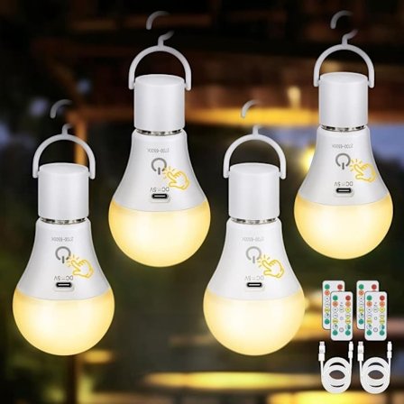 Uppladdningsbar LED E27-lampa med fjärrkontroll - 2/4-pack, USB, RGB-färger, dimmer [JSR]