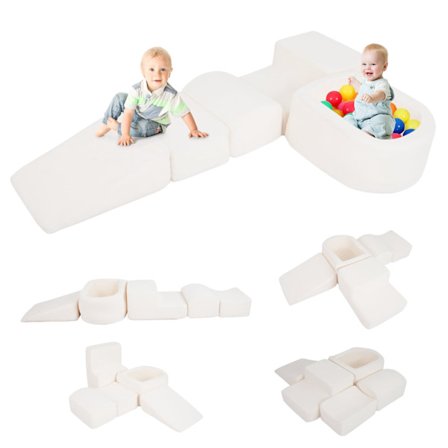 Skumlegesæt til småbørn med boldbassin og sherpabetræk