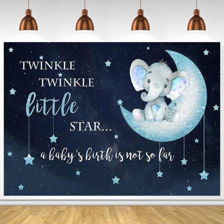 Blå Elefant Fotografi Baggrund Baby Shower Fest Fødselsdag Dyr Baggrund (7x5FT/2.1x1.5m)