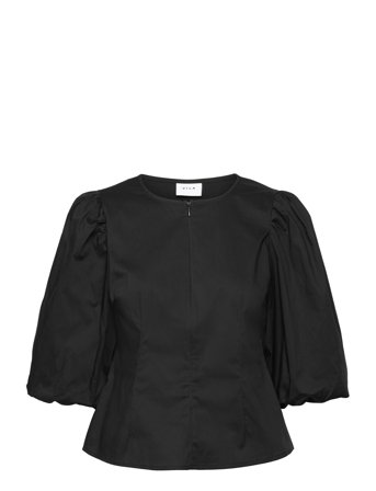 Videla 2/4 Volume Sleeve Top /E Bluse Langermet Svart Vila*Betinget Tilbud