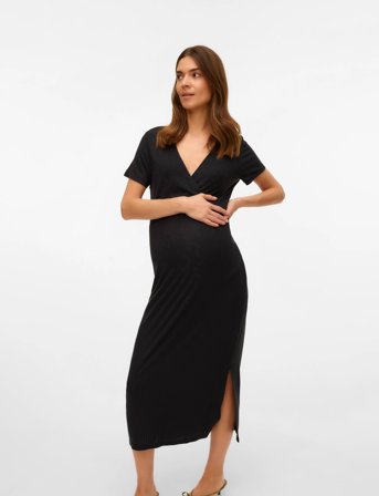 Mamalicious Mltrinity Tess Ss Jrs Midi Dress 2F Noos - Black - XS