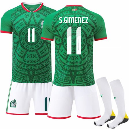 2025–2026 Mexico VM Hjemme Barn Voksen Fotballdrakt Sett Nr.14 Nr.16 Nr.9 Raúl Nr.22 Lozano Grønn