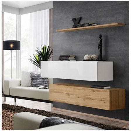 Kommode - Switch SB II - 2 TV-bænke - 1 hylde - Træ og hvid - Model 2