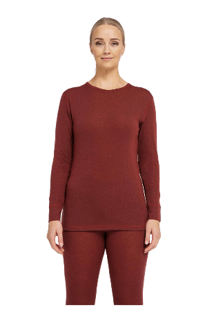 Dovre 100% Merinoull, Långärmad T-shirt, Svart Linnen Dam Röd M