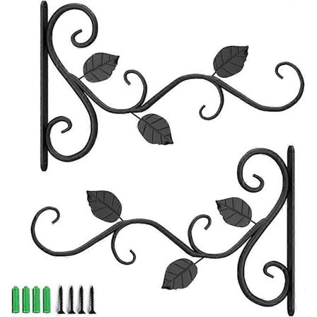 Hengende veggkrok for planter - Planteholder for innendørs bruk i smijern med skruer for planter, lanterner, fuglematere og vindklokker