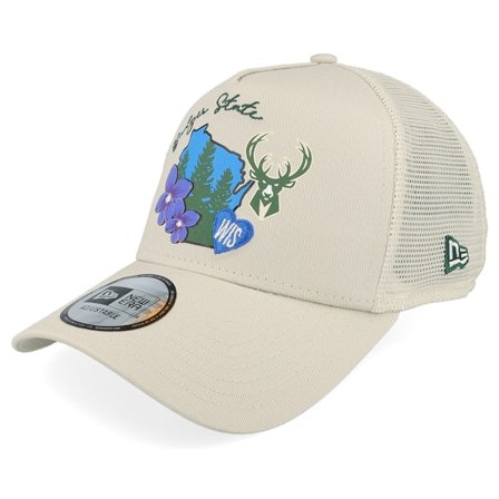 New Era - NBA Grå trucker Kasket - Milwaukee Bucks NBA Stone Trucker @ Hatstore
