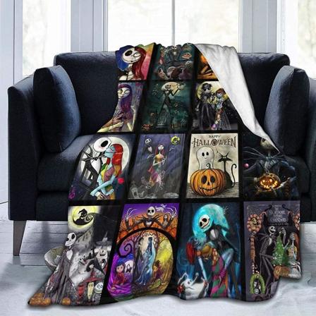 The Nightmare Before Christmas Jack And Sally Blanket Anime Flanell Fleece Plyschfilt All Seasons Plysch Fuzzy Lättvikt Super Soft Plus 80x60in 