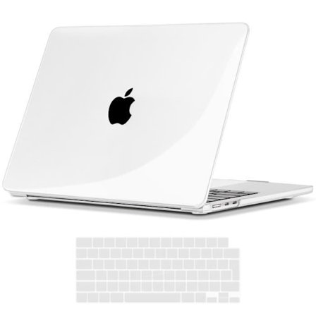 TECOOL-cover til nye MacBook Air M2 2022 13,6 tommer (A2681), tyndt plastikcover og EU-tastaturbeskytter, gennemsigtig