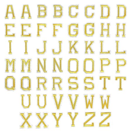 52 stk Stryke-på Bokstavlapp, Applikasjonsbokstavlapp, Sy-på Bokstavbroderte Lapp, Alfabetiske Lapp Kompatibel med Klær