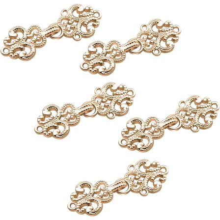 5 Par Cardigan-Klips Syet-på Blomster Vintage Stil Lys Guld Sy