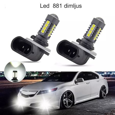 881 H27 Dimljus 500 lumen led 6000K m. 18st 3030smd chip 2-pack