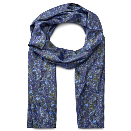 Sciarpa in seta con motivo paisley blu e oro per uomini - Sciarpe estive