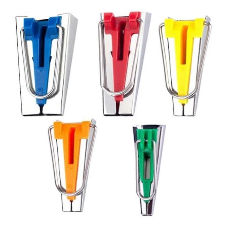 Set med Kantbandsformare i 5 Storlekar 1/4 Tum 3/8 Tum 1/2 Tum 3/4 Tum 1 Tum DIY Quiltningsverktyg för Tygsömnad och Quiltning