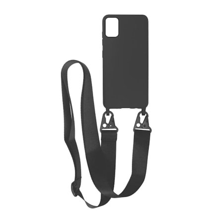 Samsung A71 Silikonskal med Rem/Halsband - Svart