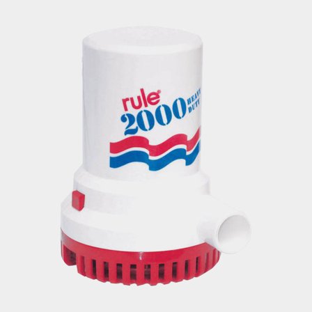 Submersible electric bilge pump Rule 2000 GPH (126.2 liters / minute), 12 V, manual operation, without float switch