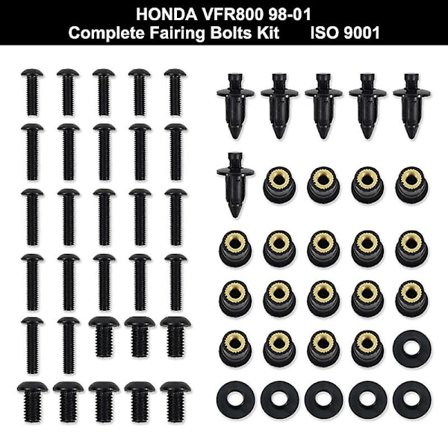 Passar för Honda Vfr800 1998-2001 Vfr 800 Motorcykeltillbehör Komplett komplett kåpa bultar Kit Rostfritt stål kåpa Clips Muttrar