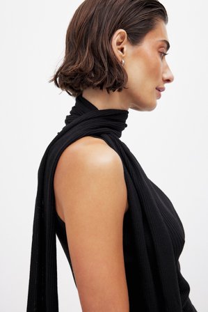 Débora Rosa x NA-KD Haut en maille avec foulard - - Noir - M