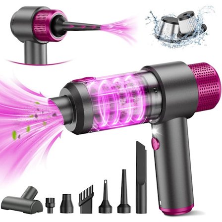 Tehokas 4-in-1 johdoton autonimuri, 15KPA mini johdoton kädessä pidettävä imuri, kaksoissuodatusjärjestelmä, LED-valo