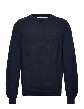 The Organic Waffle Knit Neulepaita Pyöreä Kaula-aukko Navy By Garment Makers