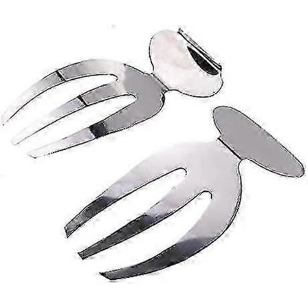 2 Salat Hender i Rustfritt Stål - Salatservering - Kjøkkenhjelp - Pastaservere