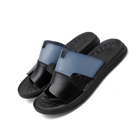 Herre PU Læder Sandaler med Åben Tå - Åndbare og Komfortable Udendørs Hjemmesko, Perfekt til Afslapning Dark Blue 44