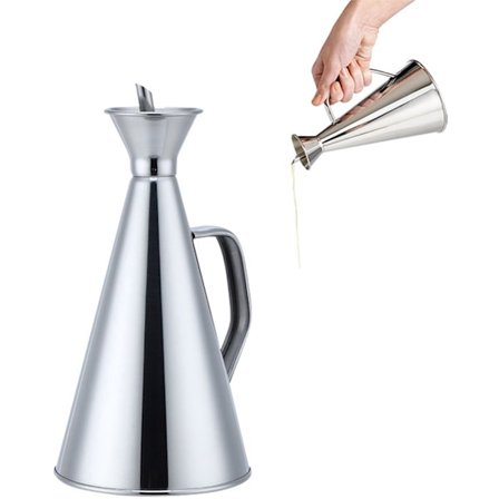 Oliedispenser i rustfrit stål 500 ml - Oliekande til olivenolie - Anti-dryp hældekande - Kompatibel med køkkendrypper