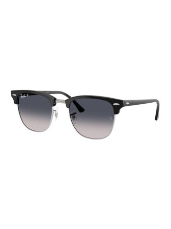 Ray Ban SUNGLASSES in Acetate, BLACK ON SILVER color, with lens in CRYSTAL POLARIZED, GRADIENT BLUE color.