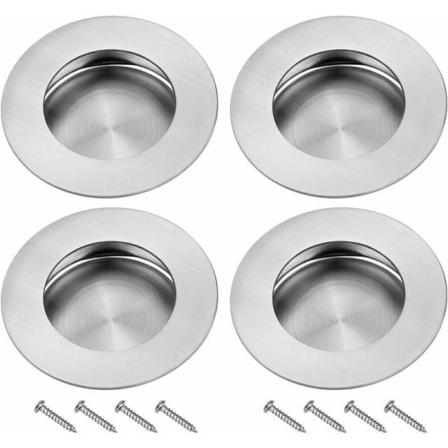 Skjutdörrhandtag Infällda Rostfritt Stål Runda Osynliga Spårhandtag för Skjutdörrskåp Utdragbar Låda 4-pack