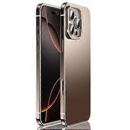 IM-CHEN Deksel til iPhone 16 Pro Rustfritt Stål Ramme+Gjennomsiktig PC Bakside Beskyttelsesdeksel (Stil A)