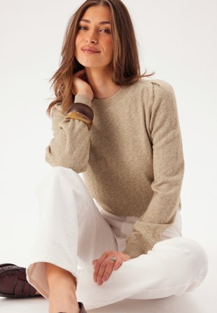 ONLY - Onlkatia Ls Structure Puff O-n - Feather Gray Detail:melange - Kläder - - Bubbleroom