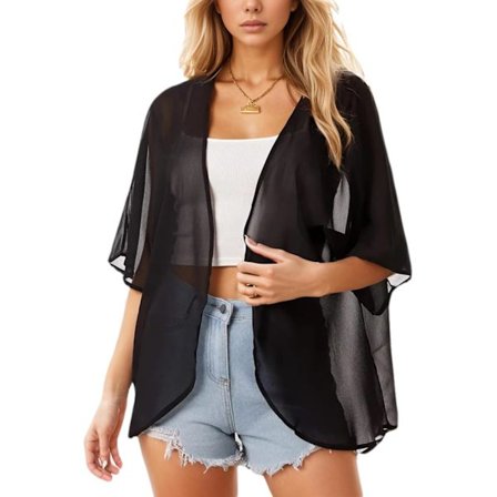 (L) Dam Kimono Cardigan Blommig Sommartoppar Lös Strand Överdrag Casual Jackor Shir