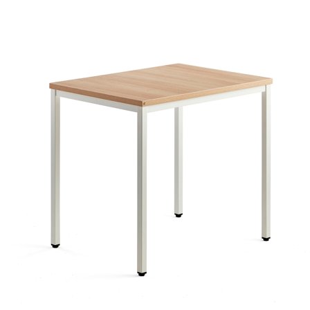 Beistelltisch QBUS, 800 x 600 mm, weiß/Eiche