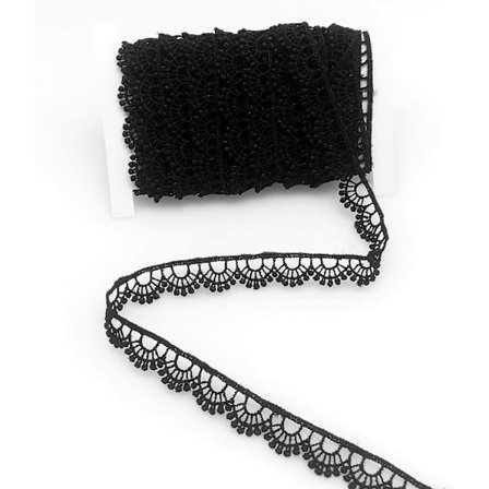 Hæklet blondekant DIY håndværksbånd 1/2' X 5yds, bølget kant til syning, gaveindpakning og bryllupsdekorationer (sort)