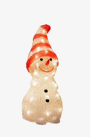 Jotex - Snögubbe LED höjd 32 cm Klar/röd - Köp Utebelysning hos Jotex