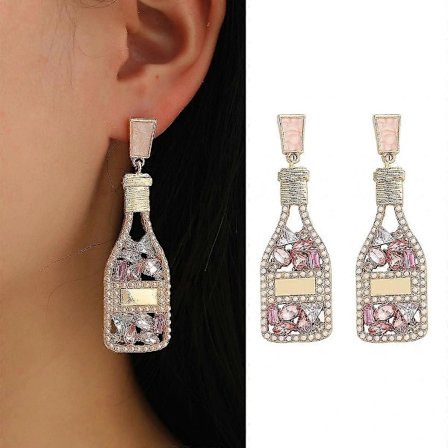Perlebroderede Champagneflaskeøreringe til Kvinder Hængeøreringe til Fødselsdag Feriefester Gaver Mode Sjove Øreringe til Kvinder Udtryksfulde...