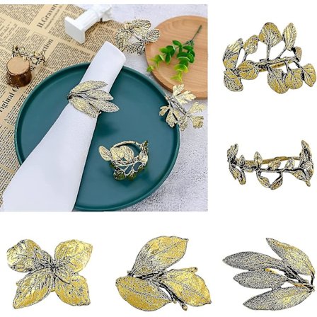 Vintage Blad Serviettringer Holdere Sett Med 8 Høst Vinter Ferie Middagsfester