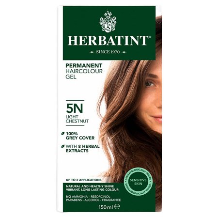 Herbatint Hårfarve 5N Light Chestnut, Hår, Hårfarve, Permanent Hårfarve