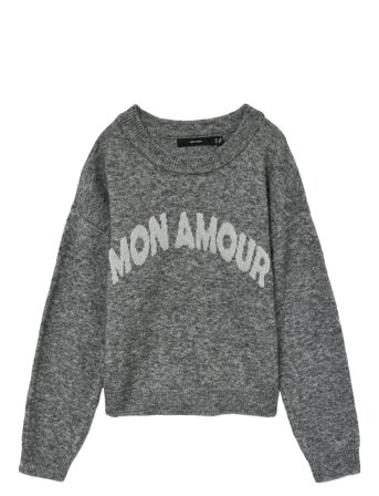 Vmamoremio Ls O-Neck Pullover Boo Grey Vero Moda