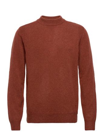 Akrico Lambswool Knit Strikkegenser M. Rund Krage Brun Anerkjendt