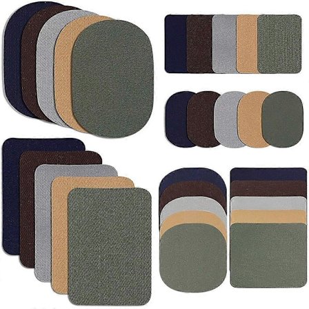 30 stk Stryke-på Stofflapper Stoff Reparasjonslapper Twill Klesreparasjonssett for Jakke Klær, 5 Farger 2025th