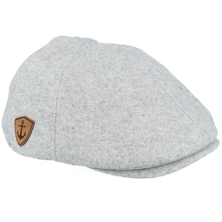 Jack Anchor - Grau flatcap Cap - Anchor Shiled Patch Light Grey Ivy Flat Cap @ Hatstore