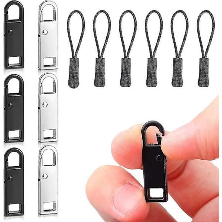 Erstatning Glidelås Trekker, Glidelås Trekker, Glidelås Trekker, Glidelås Klips, Erstatning Glidelås, Glidelås Trekker, Glidelås Snor, 12 Stykker